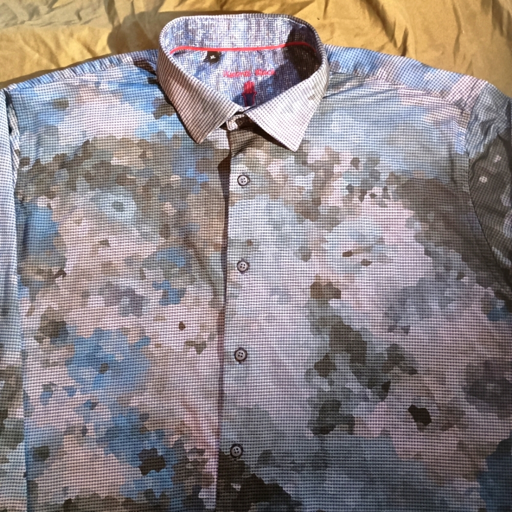 Luchiano Visconti Mens Blue Purple And Black Camouflage Knit Size XL